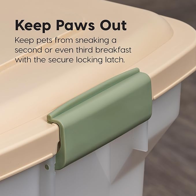 IRIS USA Dog Food Storage Container, Up to 58 lbs, Almond, Made in USA | Wheels for Mobility, Airtight Seal, BPA-Free, Best for Bird Seed, Cat food, Cat Litter, Chicken Feed, Pellets