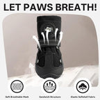 Dog Booties with Micro-Adjustable Dial, Waterproof Dog Shoes for Large Medium Small Dogs, Rugged Non-Slip Rubber Paw Protectors for Hot Pavement and Snow, Hiking 4PCS (Black, Size 8)