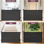 78" Retractable Extra Wide Baby Gates for Stairs, Long Mesh Dog Gate | Indoor Outdoor Pet Gate for Large Openings, Ideal for Doorways Hallways Kitchens Decks & Porches, 34" Height, Black