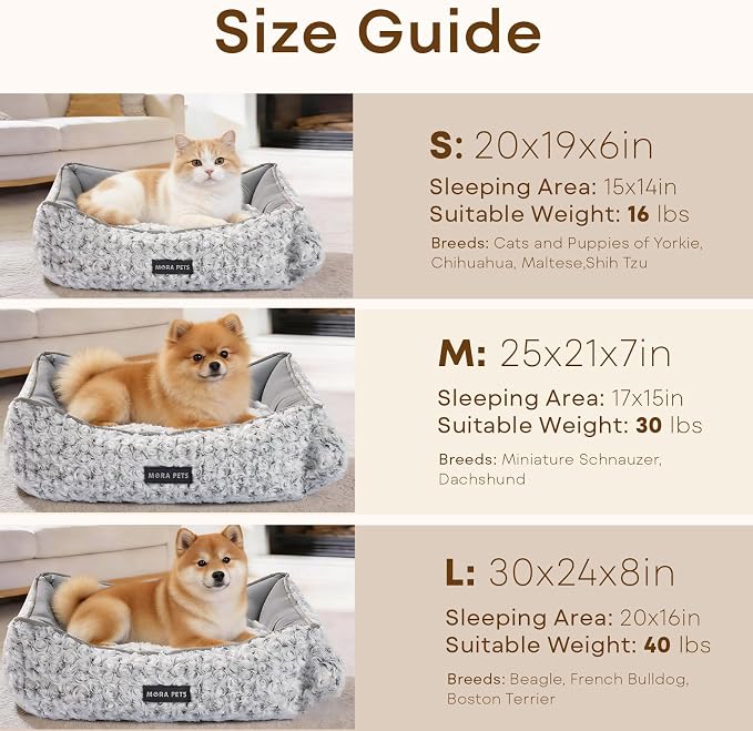 Mora Pets Reversible Dog Bed for Medium Size Dogs Washable 30 x 24 x 8 in | 2 in 1 Cool & Warm Fluffy Pet Bed, Large Cat Bed for Indoor Cats, Soft Sleeping Puppy Bed, Anti Slip Bottom, Modern Grey Rose