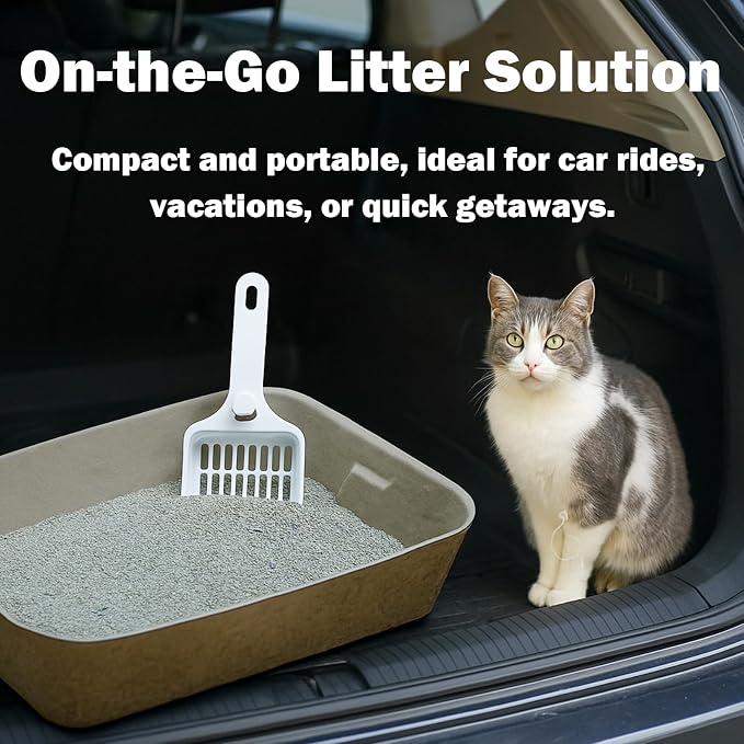 JINVOGREEN Disposable Litter Boxes for Cats, 6 Pack Cat Litter Trays for Travel, Temporary Use, or Liner – Leak-Proof, Eco-Friendly, Easy Clean-Up (16.1" x 12.4" x 3.7")