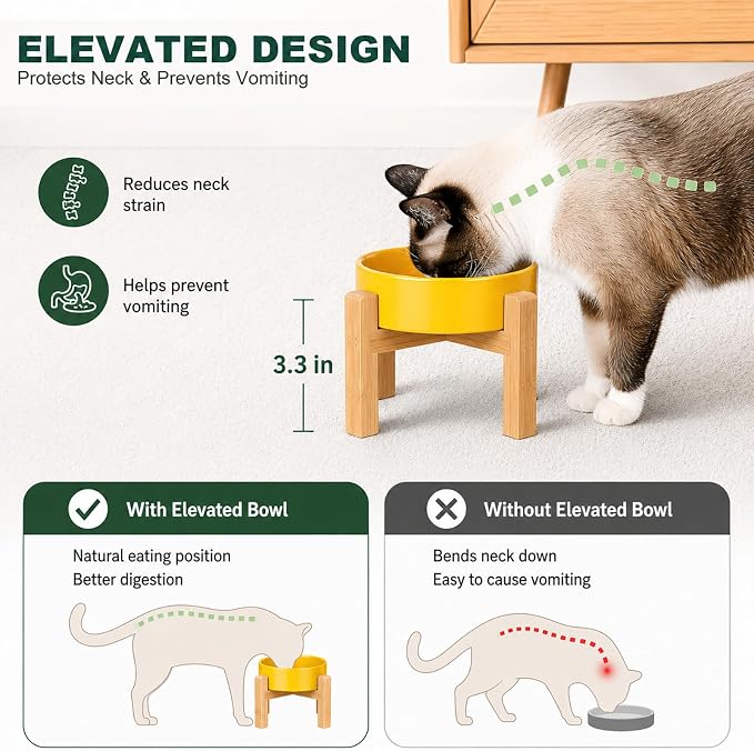Ceramic Slow Feeder Dog Bowls with Raised Stand, 0.9 Cups Elevated Slow Feeding Bowl for Small Dogs and Cats, Non-Slip Pet Food Dish Helps Reduce Gulping and Bloating