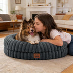 ChiXnuggle Orthopedic Dog Bed, Washable Cover, Faux Fur Bolster Pet Couch | waterproof,egg crate foam,non-slip bottom,for small medium dogs,dark grey,30*24*7,dog sofa,puppy bed