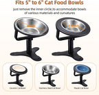 Elevated Cat Bowl with Silicone Food Mat, 3 Height Adjustable, 15° Tilted Cat Bowls Stand with Stainless Steel Bowl for Indoor Cats & Kittens (2 Pack with Mat)，Black