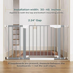 Cumbor 30-46" Baby Gate for Stairs, Auto Close Dog Gate Indoor Gray | Easy Install Pressure Mounted Pet Gates for Doorways & Hallways, Dual Lock Easy Walk Thru Safety Gate Indoor for Kids and Pet