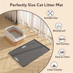 Garoopion Silicone Cat Litter Mat 24×16 inch, Easy to Clean, Dark Gray | Waterproof Silicone Mat with Raised Edges, Catch Litter, Protect Floor from Urine, Multi-Use for Dog/Sink/Kitchen/Boots