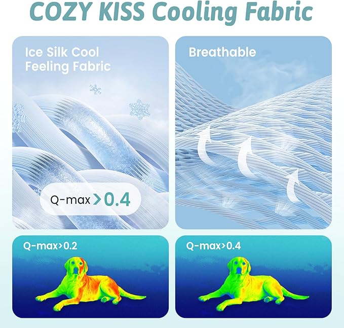COZY KISS Cooling Couch Cover for Dog Washable, Cool Sofa Cushion Mat | Q-Max >0.4 Cool Tech, Non-Slip Pet Pad for Car Seat Protector, Liquid Pee Proof Mat for Dog, Cats, 27.5x82.5 Inch, Green