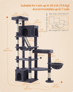 Feandrea 74.1-Inch Cat Tree Tower for Indoor Extra Large Cats, with Scratching Posts, Scratching Board, Multi-Level Design, Dark Gray UPCT016G201S
