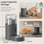 JUNSPOW Cat Water Dispenser with Placemat and Stainless Steel Bowl (4L) | Automatic Gravity Water Dispenser for Cats or Small Medium Size Dogs, Large Capacity, Easy to Clean