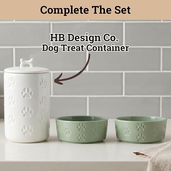 Ceramic Dog Bowl Set of 2 with Anti-Skid Base, 5.5"W x 2"H, 2 Cup Capacity | Thick Ceramic, Dishwasher Safe, Anti-Skid Rubber Base, 2 Cups per Bowl, Ceramic Food and Water Bowls Set of 2 for Small Dogs