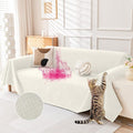 Deep Dream Cat-Scratch Resistant Couch Cover, Waterproof Sofa Cover for 3 Cushion Couch Washable, Pet Friendly Couch Protectors Anti Slip Thickened Sofa Slipcovers for Dogs Pets, 71" x 118", White
