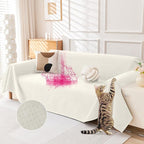 Deep Dream Cat-Scratch Resistant Couch Cover, Waterproof Sofa Cover for 3 Cushion Couch Washable, Pet Friendly Couch Protectors Anti Slip Thickened Sofa Slipcovers for Dogs Pets, 71" x 134", White