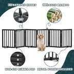 Semiocthome Wood Dog Gates for The House Extra Wide, 6-Panel Freestanding Pet Gates with 4PCS Metal Stands for Doorways and Stairs, 24" H Foldable Dog Fences Indoor, Expands Up to 110" (W)- Black