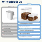 LEAWALK 6 Lbs Airtight Dog Cat Food Storage Container and Dog Treat Containers BPA-Free, PET Clear Stackable Pet Storage Bin, 1-Cup Scoop, 1-Sponge cleaning brush, Pop Top, With handle, Easy Mobility