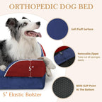 Comfort Expression Orthopedic Dog Bed for Extra Large Dogs with Bolster | Waterproof Dog Couch Bed with Washable Cover & Non-Slip Bottom, Supportive Egg Crate Foam XL Pet Bed, 42x30 Inch