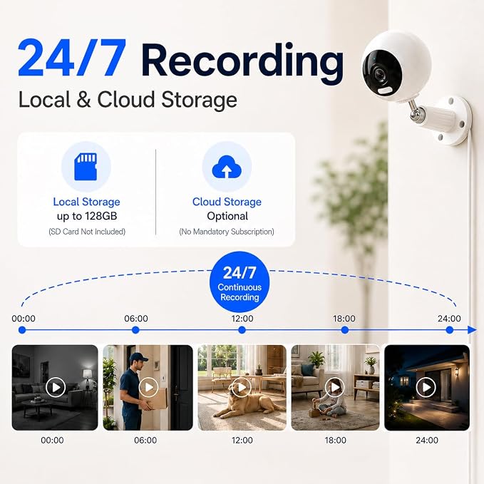 3MP Cameras for Home Security-Outdoor/Indoor, 5G/2.4G WiFi | Indoor Camera for Baby Monitor/Dog/Cat/Pet/Elderly, Color Night Vision, 24/7 SD Recordings/Cloud, Plug-in