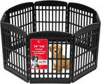 IRIS USA 8-Panel Dog Playpen, Pet Enclosure, Black | Puppy Training, Custom Pen Configuration, Configurable Layout, Multi-Shape Setup, Secure Door Latch, Stable Non-Tip Base