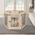 unipaws 132" Extra Wide Dog Gate and Pet Playpen with Walk Through Door