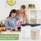 Tight-Lock Rice Container 10-15 Lbs, Airtight Flour Container Dry Food Bin | Plastic Food Container with Scoop, Dry Food Storage Bin Dispenser for Cereal, Sugar, Kitchen, Pantry Organizers and Storage