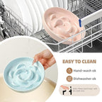 Elevated Ceramic Slow Feeder Cat Bowl, 6.3'' Wide Whisker Friendly | Slow Eating 5x, Anti Vomit Shallow Slow Eating Cat Dish, 3.9" H Raised Cat Puzzle Feeder for Dry and Wet Food, 6.3" X 1.2"