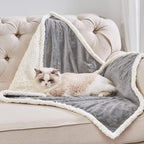 Pet Blankets for Cats - Waterproof Cat Blanket Washable - Sherpa Fleece Puppy Blanket, Soft Plush Reversible Throw Protector for Bed Couch Car Sofa, 25"X30", Grey
