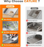 CATLIKE XXXL Stainless Steel Cat Litter Box - 3-Layer Urine Leak-Proof, Enclosed Design w/Charcoal Filter for Maine Coon & Multi-Cat Homes, Includes Metal Scoop & Extra Large Mat (2026 Upgrade)