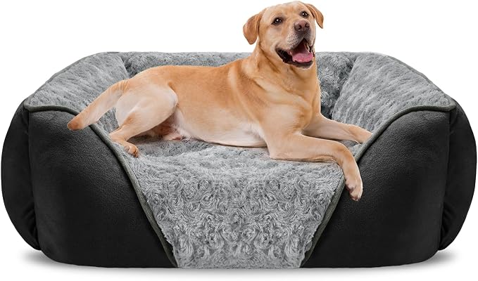 INVENHO XX-Large Dog Bed Rectangle Washable Orthopedic Soft Calming Sleeping Durable Pet Cuddler with Anti-Slip Bottom