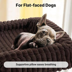 Veehoo Elevated Dog Bed with Bolster Cushion, Fluffy Plush Dog Couch Beds for Small Dogs, Cats, Washable Raised Pet Cot with Non-Slip Feet for Indoor or Patios Use, 36 x 28 Inches, Brown
