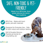 Messy Mutts Double Silicone Dog Feeder, Stainless Bowls, Medium, Marble | Non-Slip Silicone Double Dog Feeder With Two Removable Stainless Steel Bowls For Food And Water