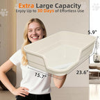 Extra Large Litter Box with Low Entry,Jumbo Cat Litter Box for Kitty and Senior Cats,Cat Box for Indoor Cats,Open Top Corner Litter Pan,Easy to Clean,23.6" L x 15.7" W x 5.9" H (Green)