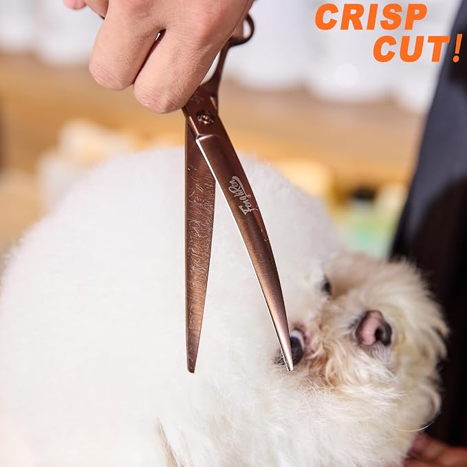 High-end Professional Dog Grooming Curved Scissors Pet Curved Shears 7.5 Inches Extremely Very Sharp Made Of Stainless Steel Alloy By Hand For Dog Cat Groomer