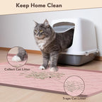 Garoopion Silicone Cat Litter Mat 34×22 inch, Easy to Clean, Pink | Waterproof Silicone Mat with Raised Edges, Catch Litter, Protect Floor from Urine, Multi-Use for Dog/Sink/Kitchen/Boots
