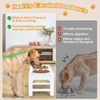 COMESOON Elevated Dog Bowls, 4 Height Adjustable Raised Bowl Stand with 2 Thick 50oz Stainless Steel Food Bowls Non-Slip Feeder Adjusts to 3.7'', 9.2'', 10.75'', 12.36'' White