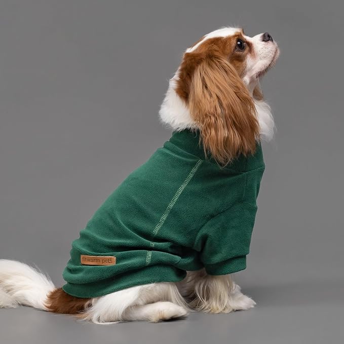 Fitwarm 3 Pack Fleece Dog Sweater, Turtleneck Dog Sweatshirt, Dog Winter Clothes for Small Dogs Boy Girl, Pet Pullover Jumper, Cat Apparel, Dark Green, Teal Green, Olive Green, XXL