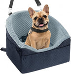 Vivifying Dog Car Seat for Small & Medium Dogs, Detachable & Washable Booster Seat for Pets Up to 25lbs, Travel Bed with Storage Pockets and Safety Belt – Gray&Black
