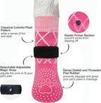 BEAUTYZOO 6PCS Dog Socks to Prevent Licking Paws, Anti Slip Dog Shoes for Hot Pavement Hardwood Floors, Traction Control Toe Grips Boots & Paw Protectors for Small Medium Large Senior Dogs, Pink L