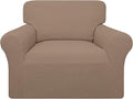 Easy-Going 100% Waterproof Chair Couch Cover, Stretch Jacquard Sofa Cover | Dual Waterproof Sofa Slipcover, Leakproof Furniture Protector for Kids, Pets, Dog and Cat (Chair, Camel)