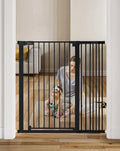 COMOMY 42" Extra Tall Baby Gate for Stairs Doorways, Fits Openings 29.5" to 43.3" Wide, Auto Close Sturdy Safety Dog Gate for House, Pressure Mounted Easy Walk Through Pet Gate with Door, Black