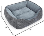 MIXJOY Dog Bed for Large, Medium, Small Dogs - Rectangle, Washable, Orthopedic, Soft Cat Beds - Anti-Slip Bottom, Multiple Sizes (35'', Grey)