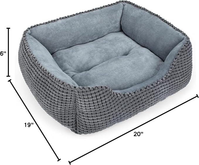 MIXJOY Dog Bed for Large, Medium, Small Dogs - Rectangle, Washable, Orthopedic, Soft Cat Beds - Anti-Slip Bottom, Multiple Sizes (35'', Grey)