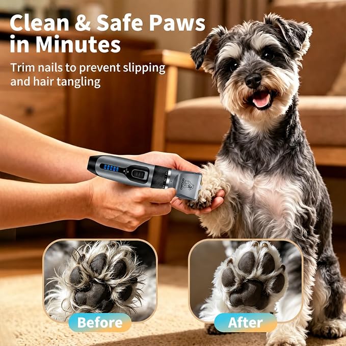Dog Clippers Grooming Kit and Trimmer for Small and Large Dogs Cats | <60dB quiet,Rechargeable Cordless,4H Runtime,4 Guide Combs,2in1 Wide & Narrow Blades,Pet Shaver for Matted Fur(Blue)