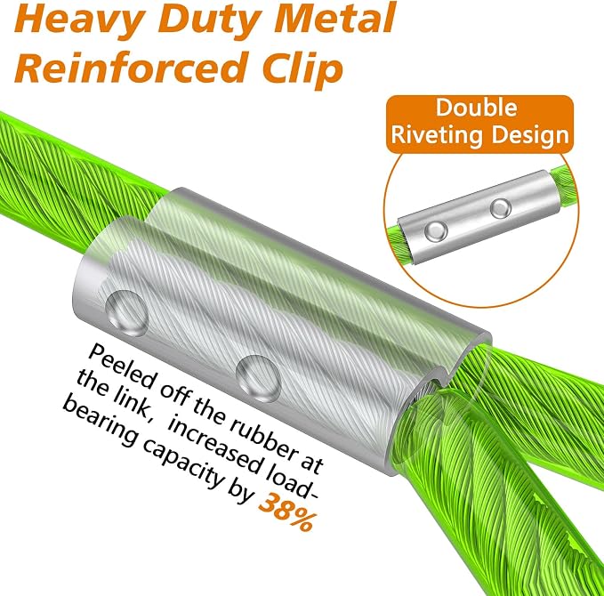 XiaZ Dog Tie Out Cable, Heavy Duty Dog Chains for Outside with Lockable Hook, Pet Runner Cable Leads for Yard, Dogs Line Tether for Small Medium Dogs Up to 250 LBS (50FT, Green)