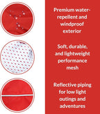 DJANGO Dog Jacket & Raincoat – Lightweight Water-Resistant Coat for Small, Medium & Long Dogs Like Dachshunds – Reflective, Adjustable Fit, Harness-Compatible & Easy-Access Harness Hole - Red, Medium