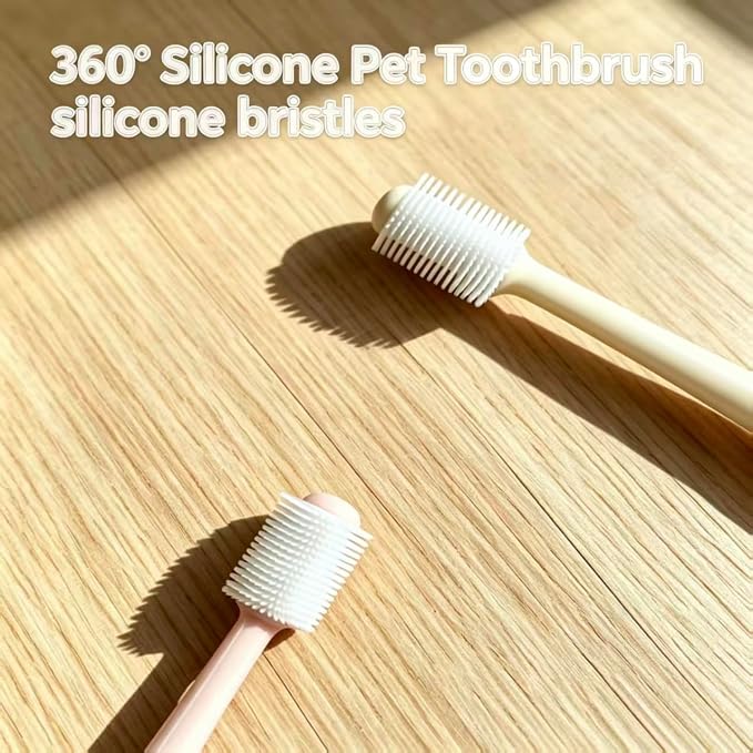 CGO 360° Soft Silicone Dog Cat Toothbrush, Easy to Use, 3 Individually Packed
