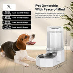 Sfozstra Dog Water Bowl Dispenser: 7L White Gravity Stainless Steel Bowl | Stable Non-Slip Base/Easy Refill/Indoor & Outdoor Use/Food-Grade Materials/Indoor & Outdoor Use