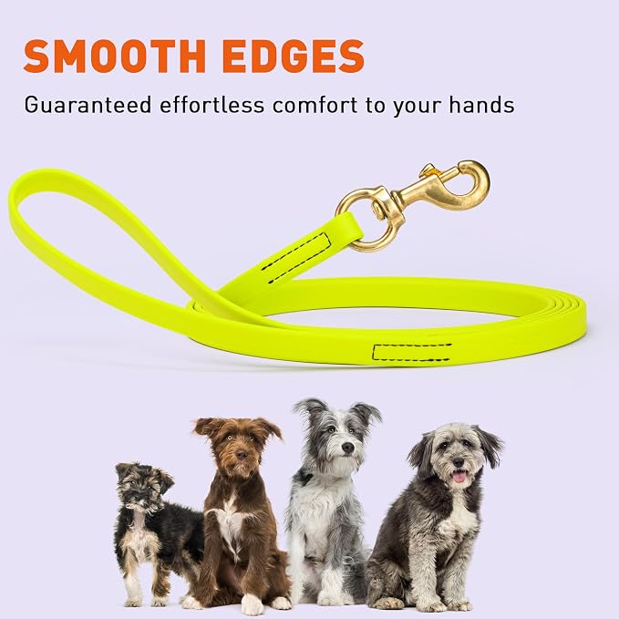 Viper Biothane K9 Working Dog Leash Waterproof Lead for Tracking Training Schutzhund Odor-Proof Long Line with Solid Brass Snap for Puppy Medium and Large Dogs, 10ft Safety Yellow