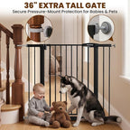 Mumeasy 36" Tall Baby Gate, Walk Through Dog Gate for Stairs & Doorways | Extra tall design, secure pet barrier, one hand operation, easy access, for dogs cats babies toddlers