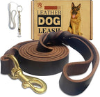 Leather Dog Leash 6ft x 1 inch,Strong Heavy Duty Genuine Leather Braided Dog Training Leash, Soft and Comfortable for Large Dogs, Medium Small Dogs (Brown, 6FT*1in)