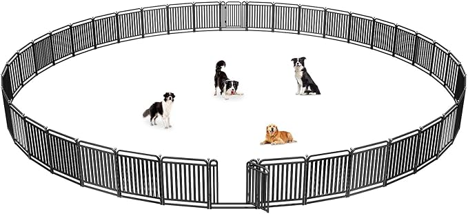 Puppy Playpen Dog Playpens Fence Outdoor Thickened Metal Tube, Low Threshold Dog Play Pen Indoors, 32" Height 40 Panels for Small/Medium/Large Dogs (Black)