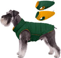 Lelepet Reversible Dog Coat Windproof Dog Jacket Lightweight Puffer Vest | Dogs Puffer Coat for Small Dogs Adjustbale Hook & Loop Pet Apparel Cold Weather Coats with Leash Hole, Chihuahua, Green, XS